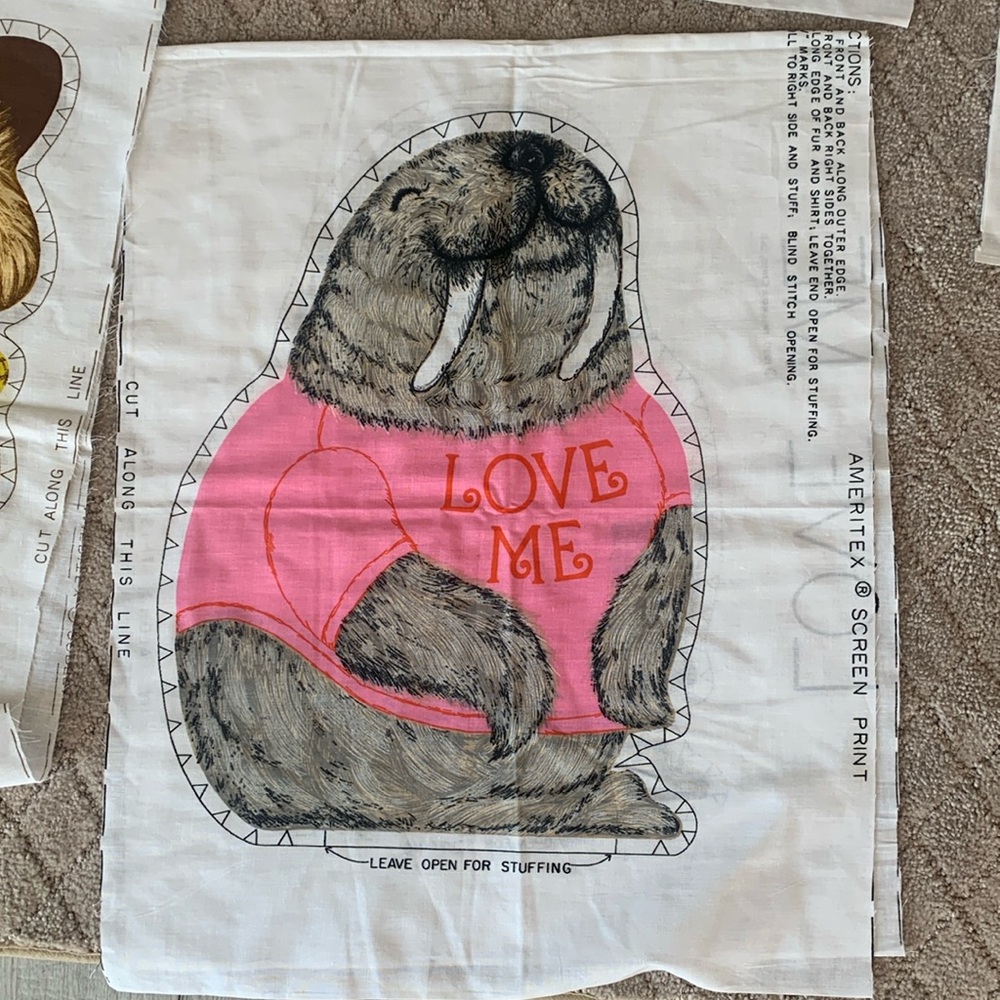 Vintage Hallmark Shirt Tales “Love Me” Walrus Plush Pillow Fabric
